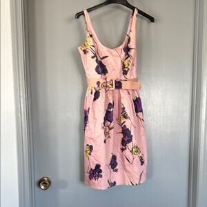 BB Dakota Retro Cottagecore Fit and Flare Belted Dress Scoop Neck Lined sz  6